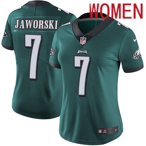 Women Philadelphia Eagles #7 Ron Jaworski Nike Midnight Green Vapor Limited NFL Jersey->women nfl jersey->Women Jersey